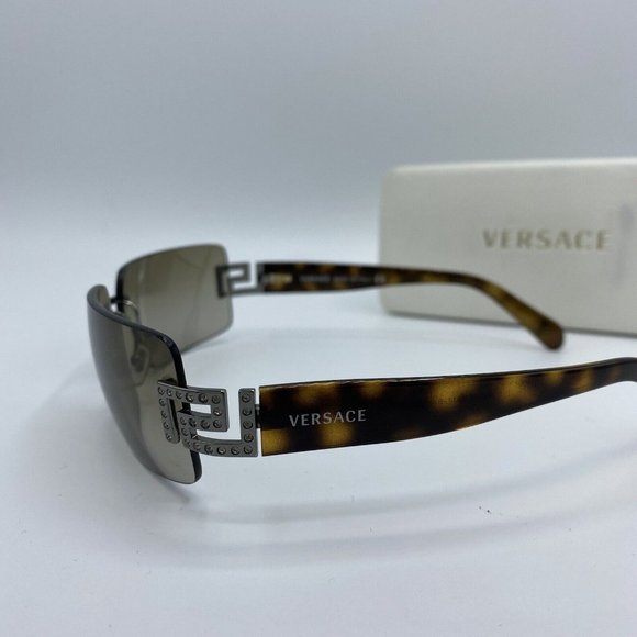 Versace Rimless Sunglasses Vintage Tortoiseshell Diamante MOD 2017-B 1001/13 y2k - Picture 3 of 16